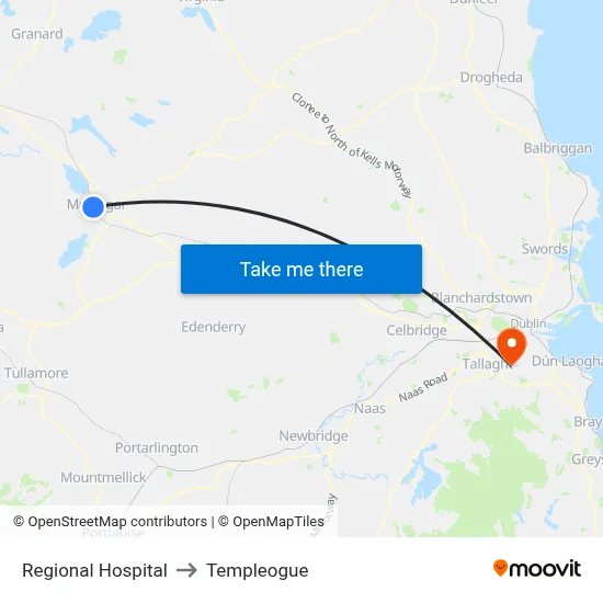 Regional Hospital to Templeogue map