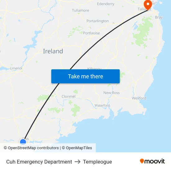 Cuh Emergency Department to Templeogue map