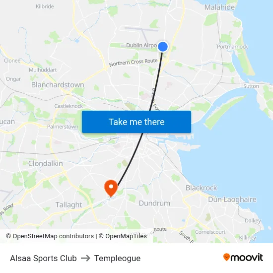 Alsaa Sports Club to Templeogue map