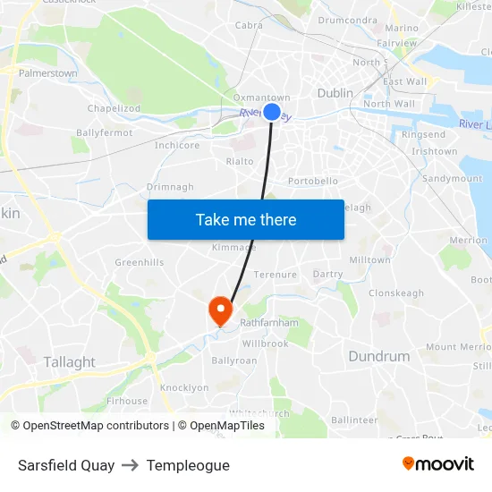 Sarsfield Quay to Templeogue map