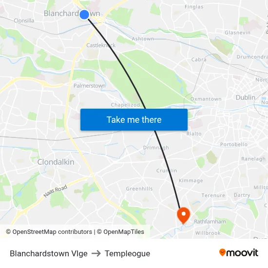 Blanchardstown Vlge to Templeogue map