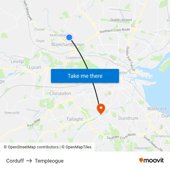 Corduff to Templeogue map