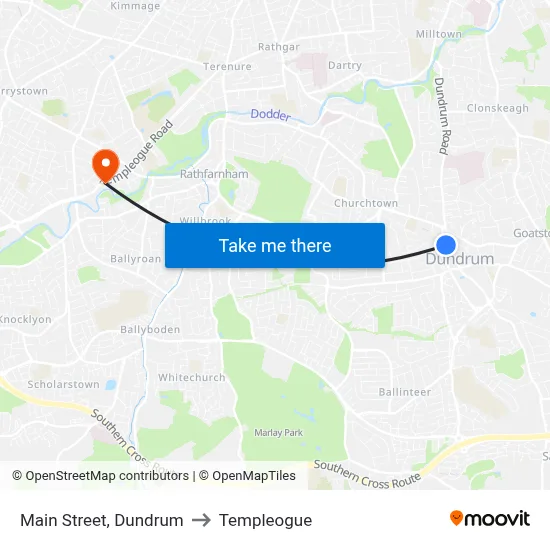 Main Street, Dundrum to Templeogue map