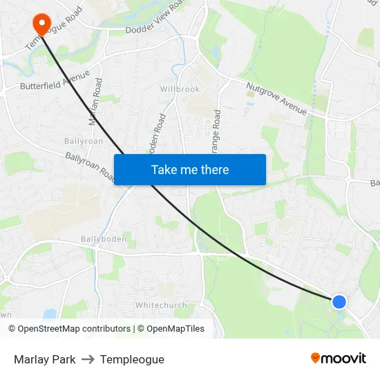 Marlay Park to Templeogue map