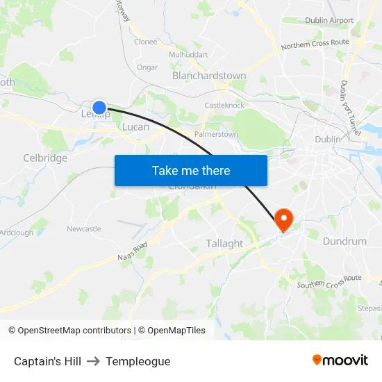 Captain's Hill to Templeogue map