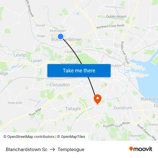 Blanchardstown Sc to Templeogue map