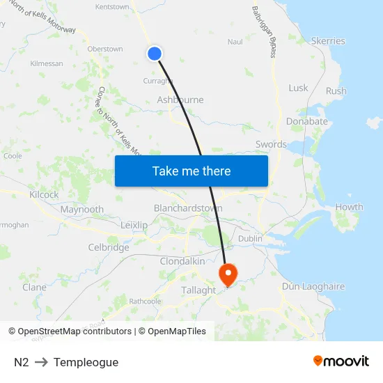 N2 to Templeogue map