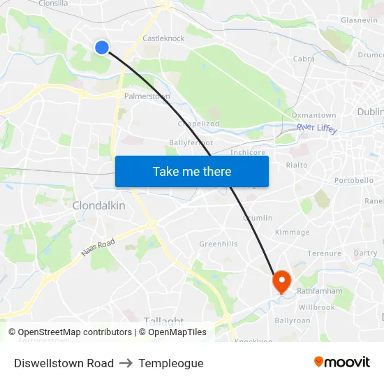 Diswellstown Road to Templeogue map