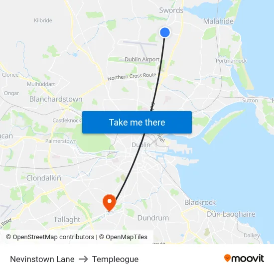 Nevinstown Lane to Templeogue map