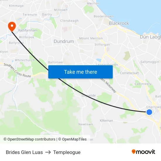 Brides Glen Luas to Templeogue map