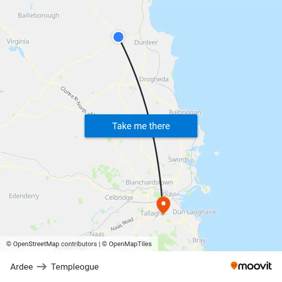 Ardee to Templeogue map