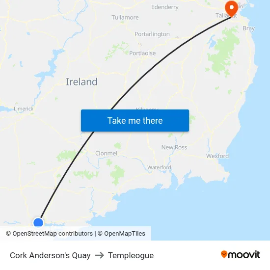 Cork Anderson's Quay to Templeogue map