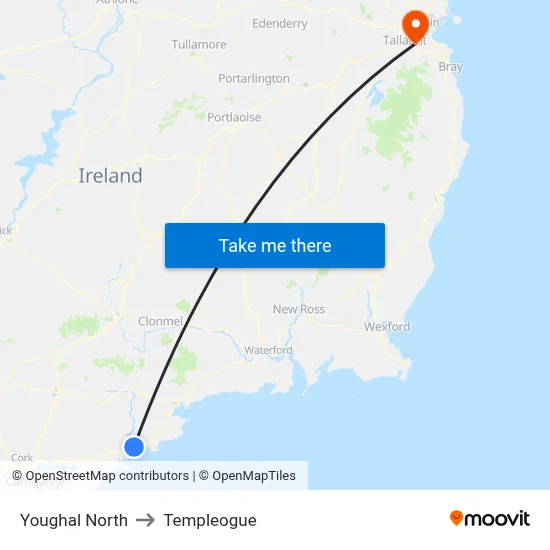 Youghal North to Templeogue map