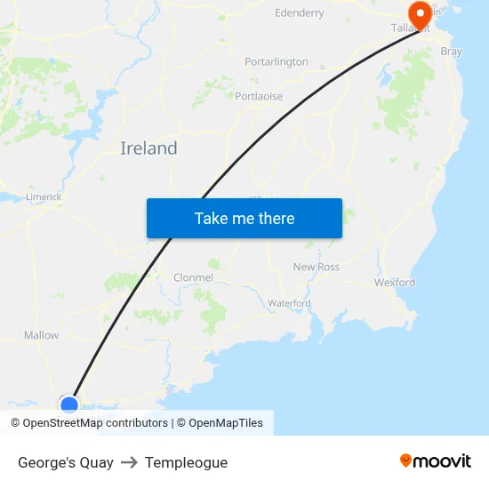 George's Quay to Templeogue map