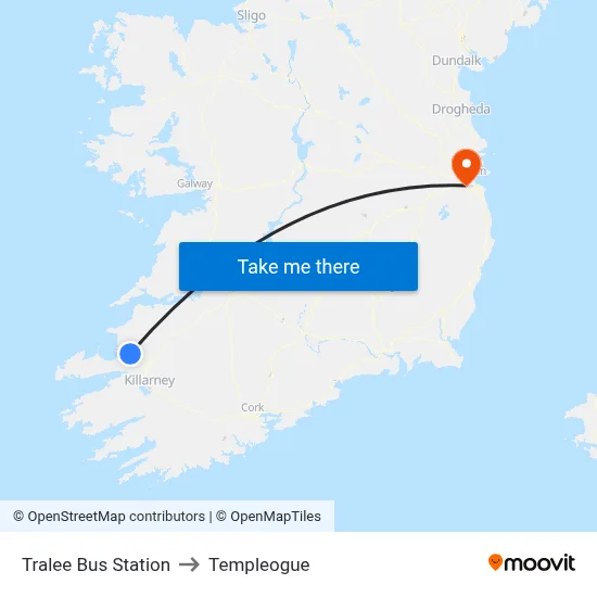 Tralee Bus Station to Templeogue map