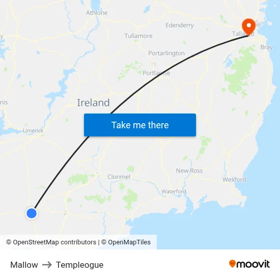 Mallow to Templeogue map