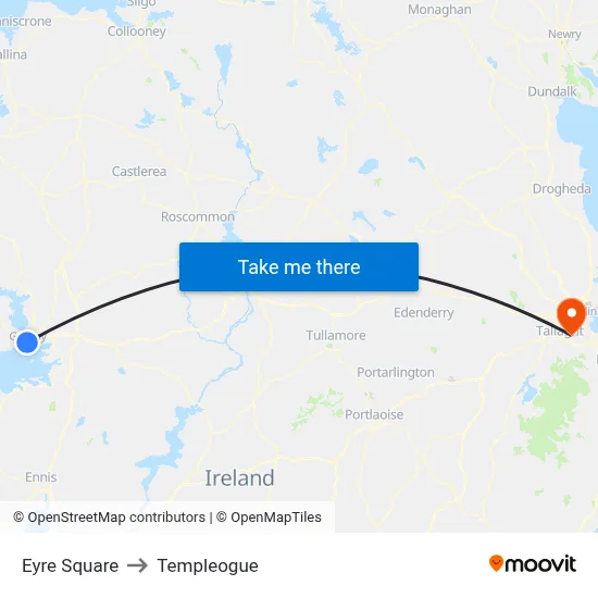 Eyre Square to Templeogue map