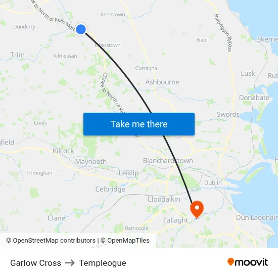 Garlow Cross to Templeogue map