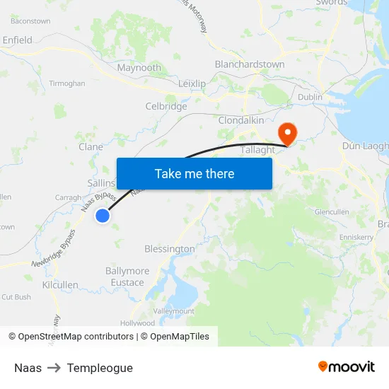 Naas to Templeogue map