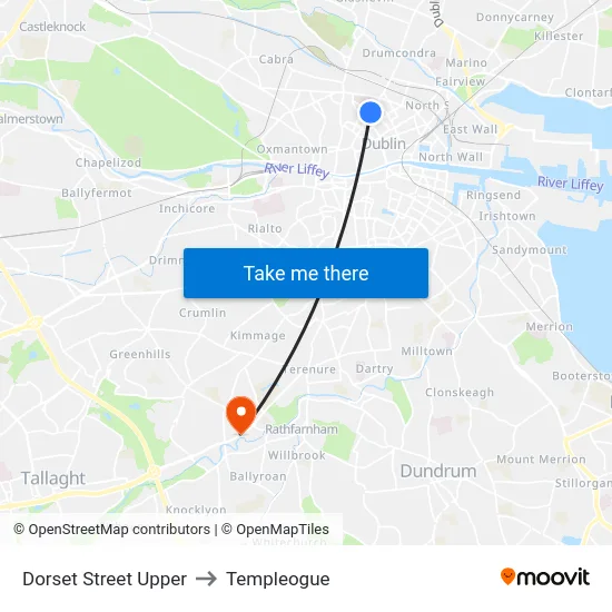 Dorset Street Upper to Templeogue map