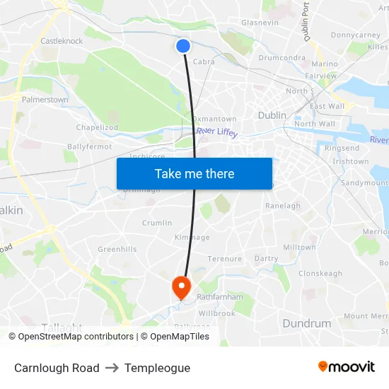 Carnlough Road to Templeogue map