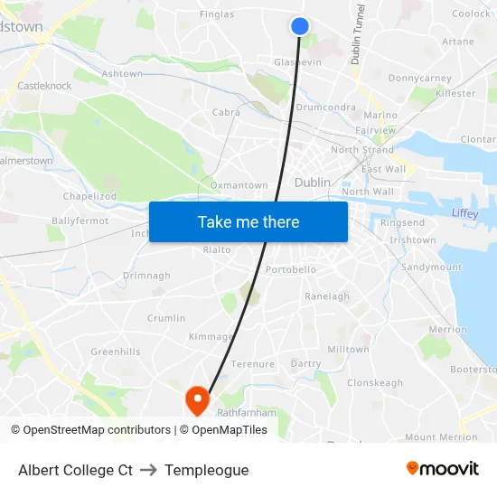 Albert College Ct to Templeogue map