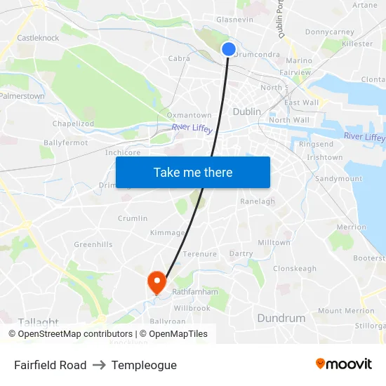 Fairfield Road to Templeogue map
