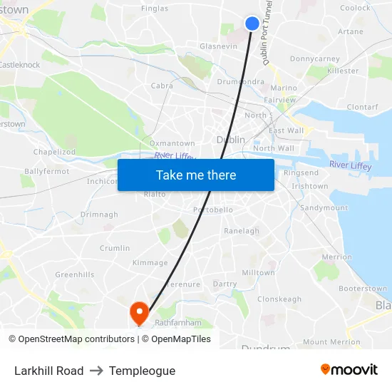 Larkhill Road to Templeogue map