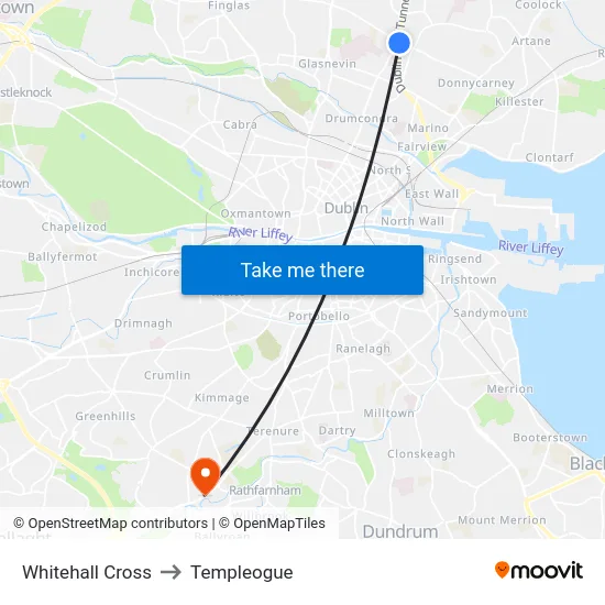Whitehall Cross to Templeogue map