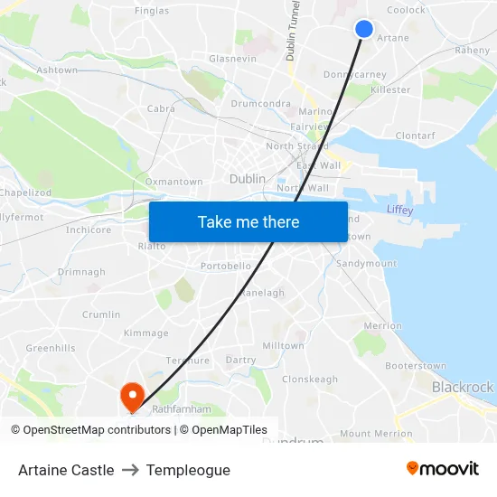 Artaine Castle to Templeogue map