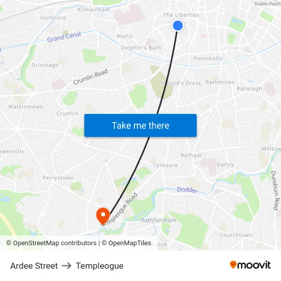 Ardee Street to Templeogue map