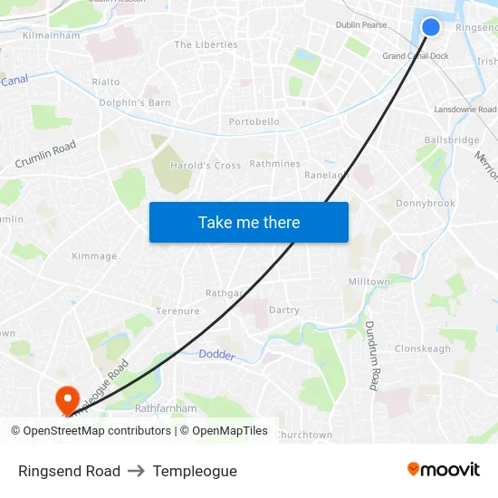 Ringsend Road to Templeogue map