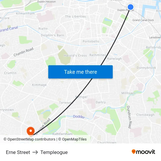 Erne Street to Templeogue map