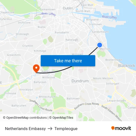 Netherlands Embassy to Templeogue map