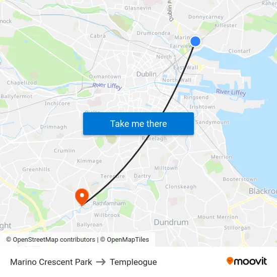 Marino Crescent Park to Templeogue map