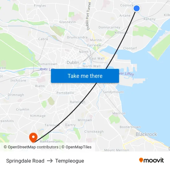 Springdale Road to Templeogue map