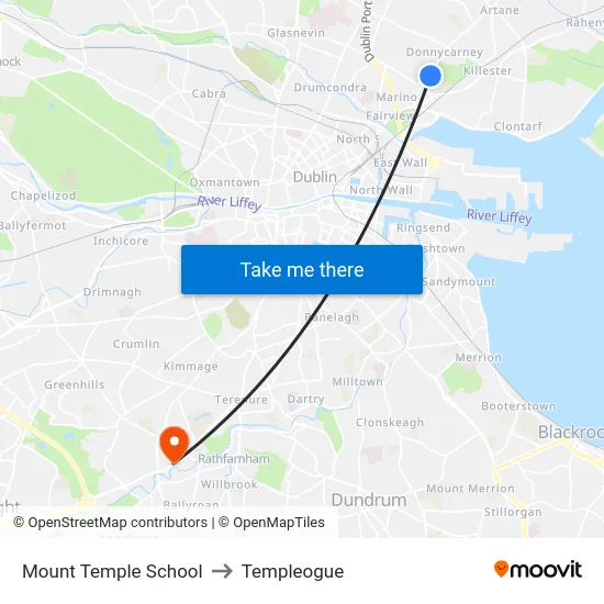 Mount Temple School to Templeogue map