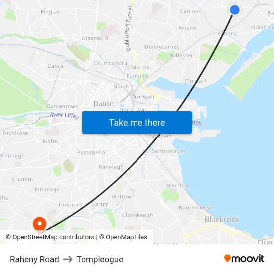 Raheny Road to Templeogue map