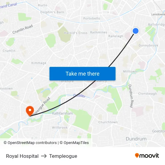 Royal Hospital to Templeogue map