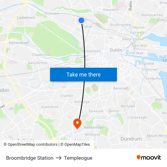 Broombridge Station to Templeogue map