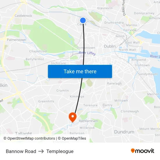 Bannow Road to Templeogue map