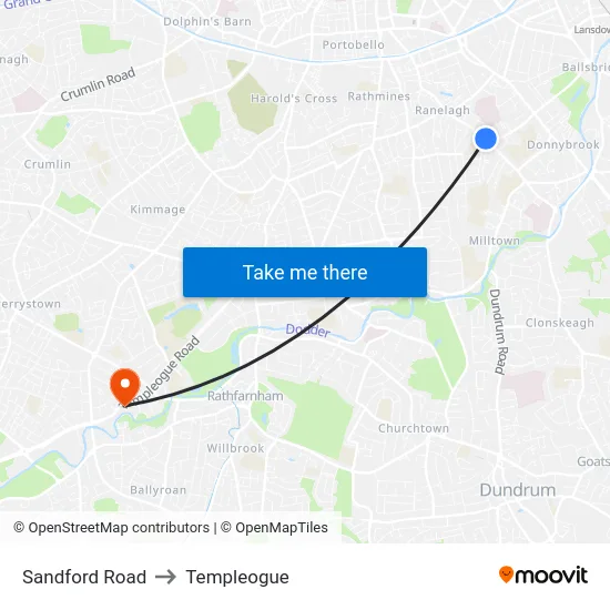 Sandford Road to Templeogue map