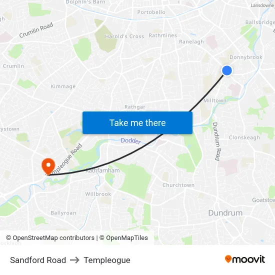 Sandford Road to Templeogue map
