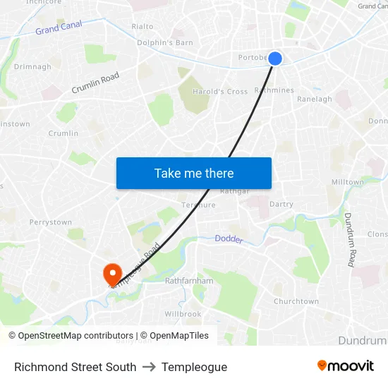 Richmond Street South to Templeogue map