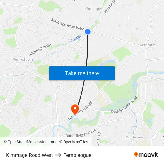 Kimmage Road West to Templeogue map