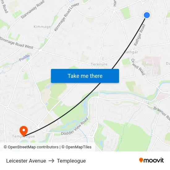 Leicester Avenue to Templeogue map
