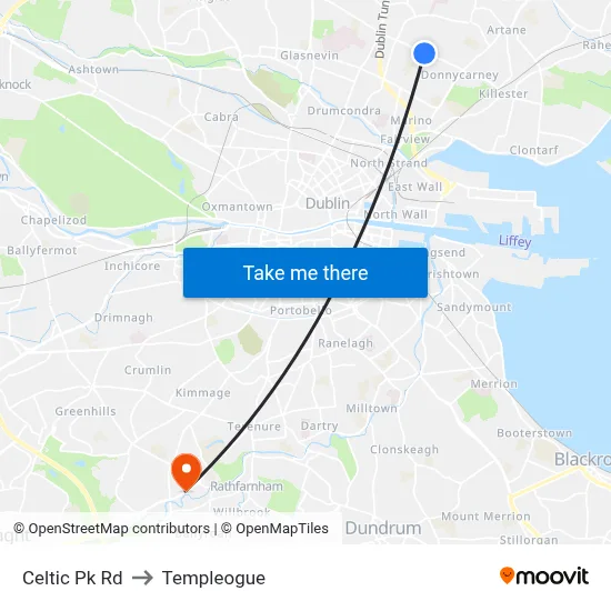 Celtic Pk Rd to Templeogue map