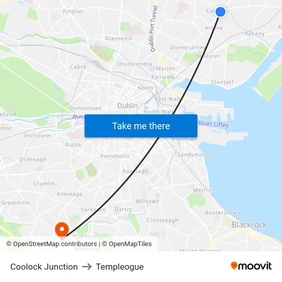 Coolock Junction to Templeogue map
