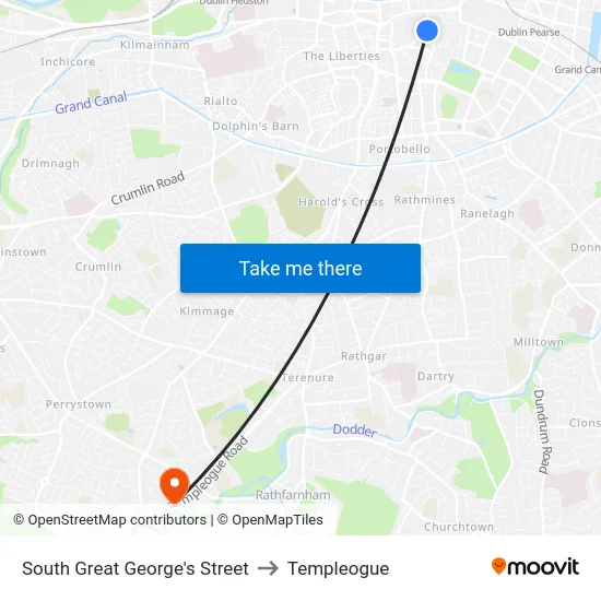 South Great George's Street to Templeogue map