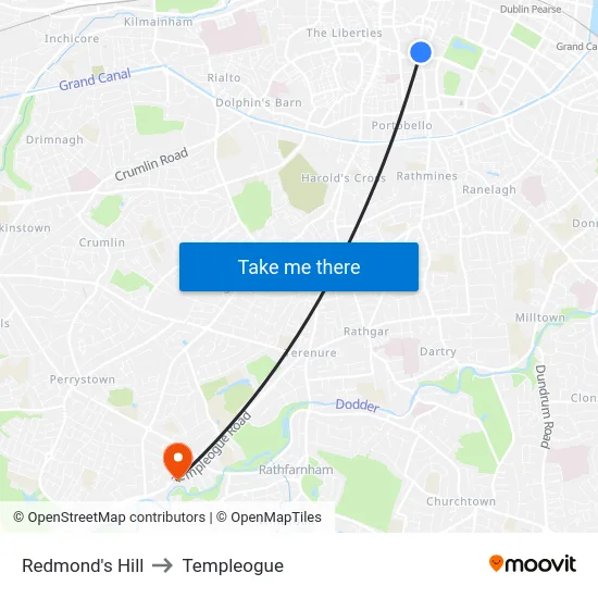 Redmond's Hill to Templeogue map